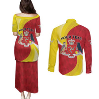 Personalized Isle of Man Couples Matching Puletasi and Long Sleeve Button Shirt Triskele Ny Tree Cassyn - Wonder Print Shop