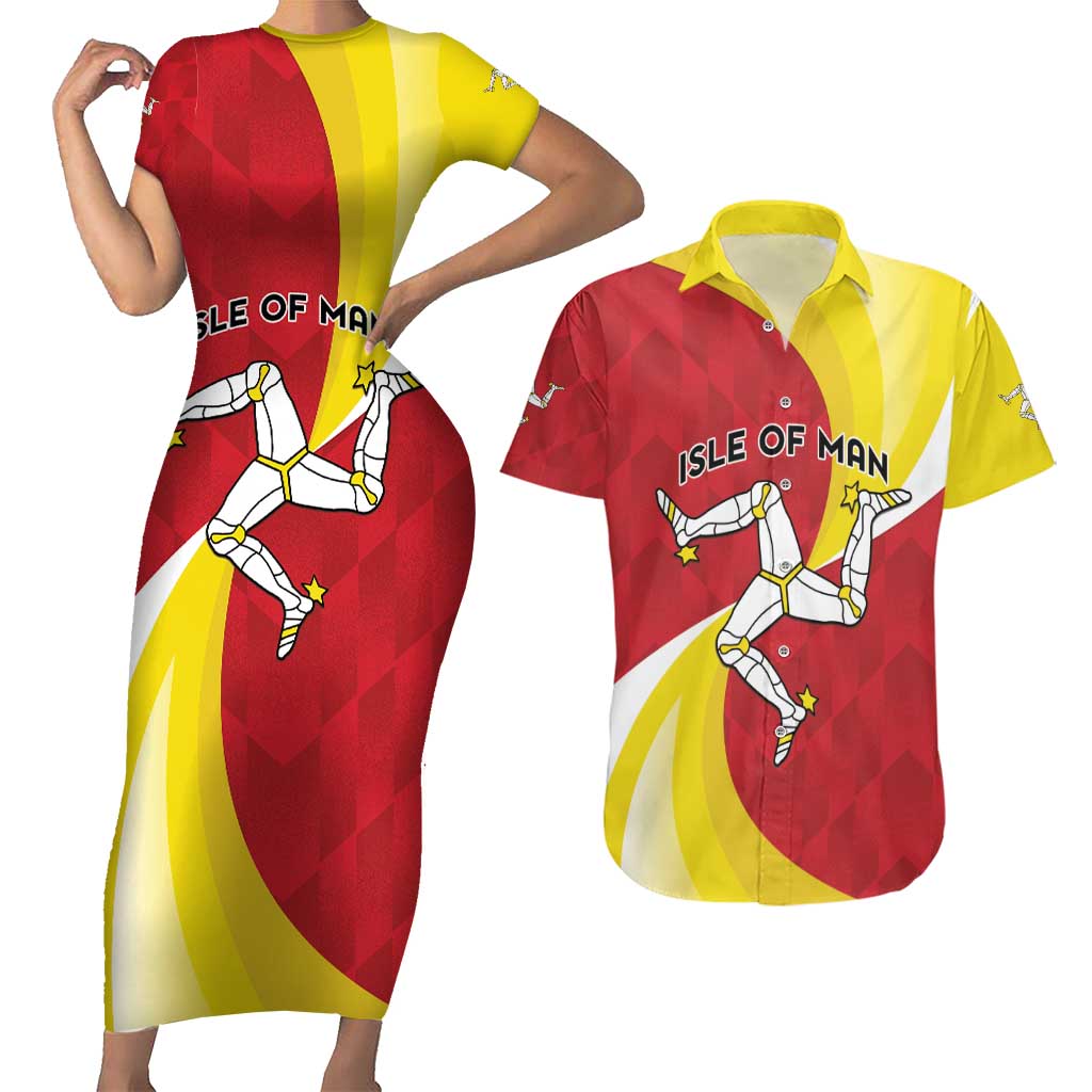 Personalized Isle of Man Couples Matching Short Sleeve Bodycon Dress and Hawaiian Shirt Triskele Ny Tree Cassyn - Wonder Print Shop
