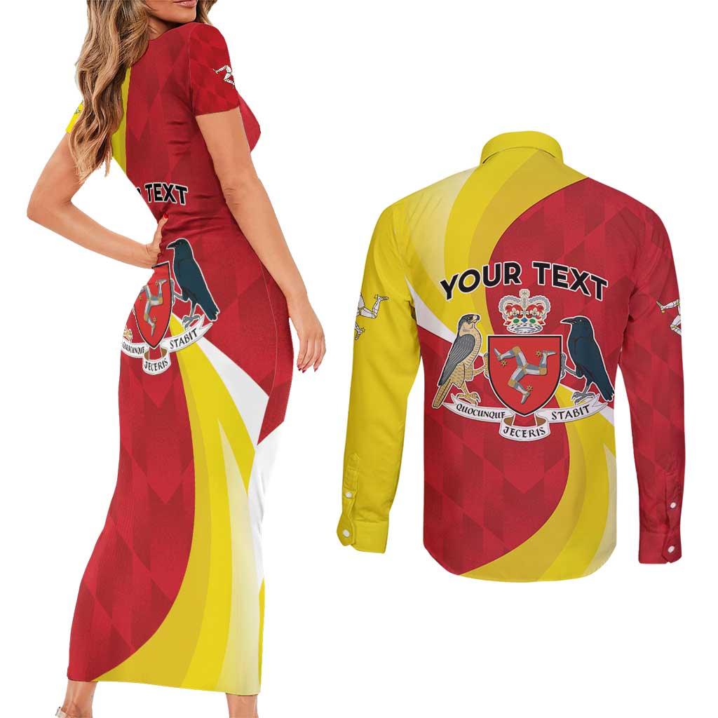 Personalized Isle of Man Couples Matching Short Sleeve Bodycon Dress and Long Sleeve Button Shirt Triskele Ny Tree Cassyn - Wonder Print Shop