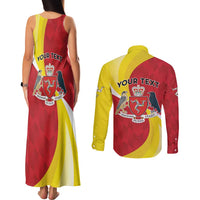 Personalized Isle of Man Couples Matching Tank Maxi Dress and Long Sleeve Button Shirt Triskele Ny Tree Cassyn - Wonder Print Shop