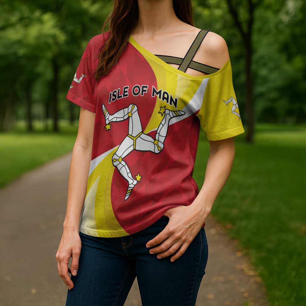 Personalized Isle of Man Cross Shoulder Shirt Triskele Ny Tree Cassyn - Wonder Print Shop