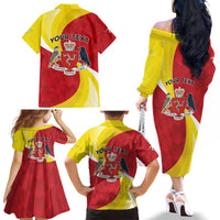 Personalized Isle of Man Family Matching Off The Shoulder Long Sleeve Dress and Hawaiian Shirt Triskele Ny Tree Cassyn - Wonder Print Shop