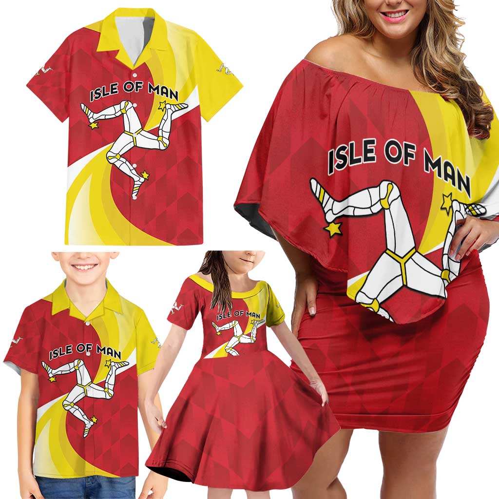 Personalized Isle of Man Family Matching Off Shoulder Short Dress and Hawaiian Shirt Triskele Ny Tree Cassyn - Wonder Print Shop