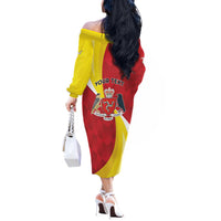 Personalized Isle of Man Off The Shoulder Long Sleeve Dress Triskele Ny Tree Cassyn - Wonder Print Shop