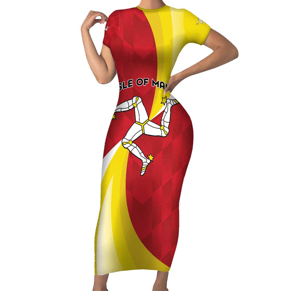 Personalized Isle of Man Short Sleeve Bodycon Dress Triskele Ny Tree Cassyn - Wonder Print Shop