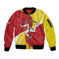 Personalized Isle of Man Sleeve Zip Bomber Jacket Triskele Ny Tree Cassyn - Wonder Print Shop