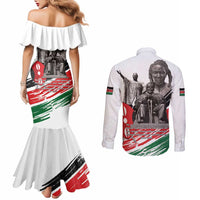 Kenya Mashujaa Day Couples Matching Mermaid Dress and Long Sleeve Button Shirt Kenyan Heroes - Wonder Print Shop