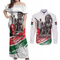 Kenya Mashujaa Day Couples Matching Off Shoulder Maxi Dress and Long Sleeve Button Shirt Kenyan Heroes - Wonder Print Shop