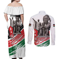 Kenya Mashujaa Day Couples Matching Off Shoulder Maxi Dress and Long Sleeve Button Shirt Kenyan Heroes - Wonder Print Shop