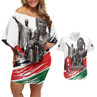 Kenya Mashujaa Day Couples Matching Off Shoulder Short Dress and Hawaiian Shirt Kenyan Heroes - Wonder Print Shop