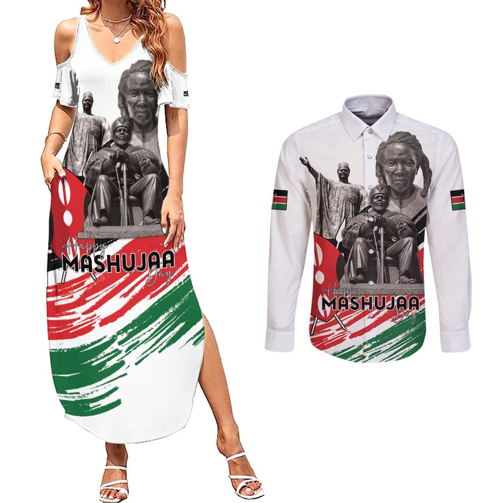 Kenya Mashujaa Day Couples Matching Summer Maxi Dress and Long Sleeve Button Shirt Kenyan Heroes - Wonder Print Shop
