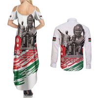 Kenya Mashujaa Day Couples Matching Summer Maxi Dress and Long Sleeve Button Shirt Kenyan Heroes - Wonder Print Shop