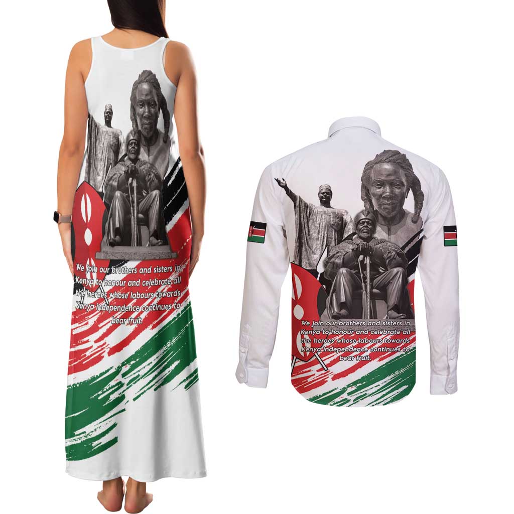 Kenya Mashujaa Day Couples Matching Tank Maxi Dress and Long Sleeve Button Shirt Kenyan Heroes - Wonder Print Shop