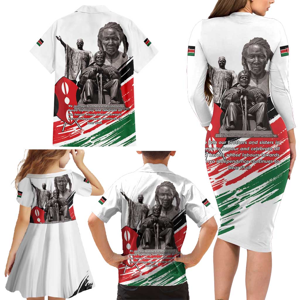 Kenya Mashujaa Day Family Matching Long Sleeve Bodycon Dress and Hawaiian Shirt Kenyan Heroes - Wonder Print Shop