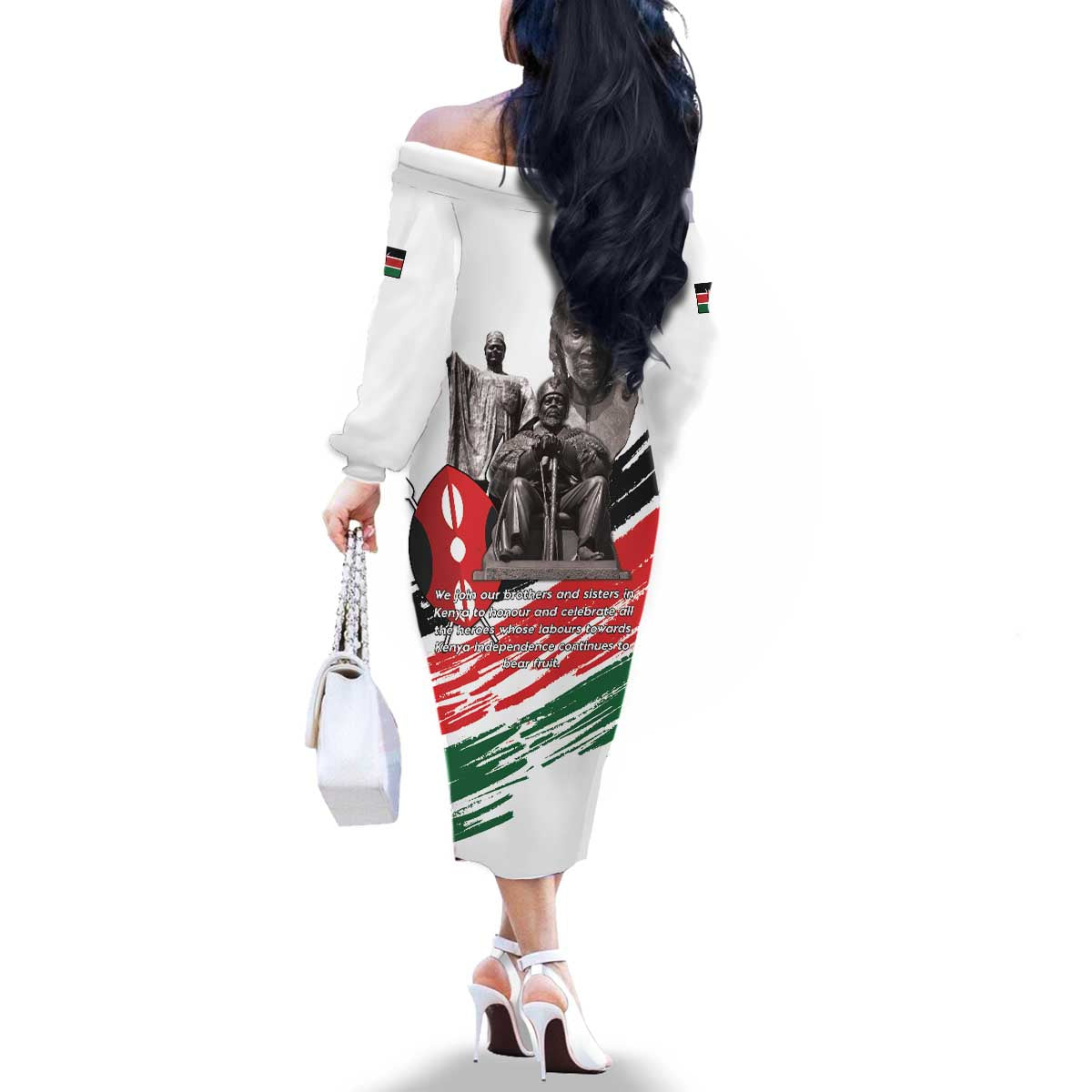 Kenya Mashujaa Day Family Matching Off The Shoulder Long Sleeve Dress and Hawaiian Shirt Kenyan Heroes - Wonder Print Shop