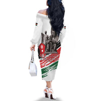 Kenya Mashujaa Day Family Matching Off The Shoulder Long Sleeve Dress and Hawaiian Shirt Kenyan Heroes - Wonder Print Shop