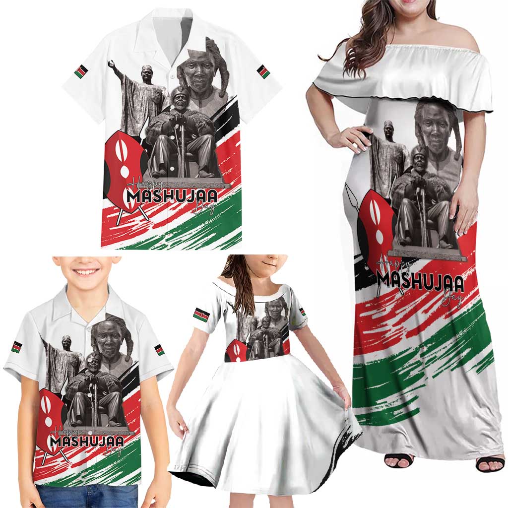 Kenya Mashujaa Day Family Matching Off Shoulder Maxi Dress and Hawaiian Shirt Kenyan Heroes - Wonder Print Shop