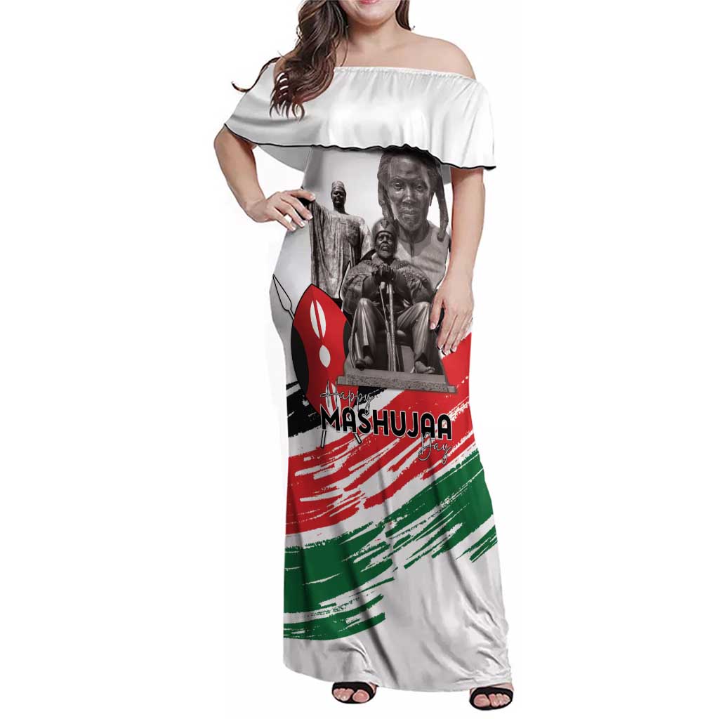 Kenya Mashujaa Day Family Matching Off Shoulder Maxi Dress and Hawaiian Shirt Kenyan Heroes - Wonder Print Shop