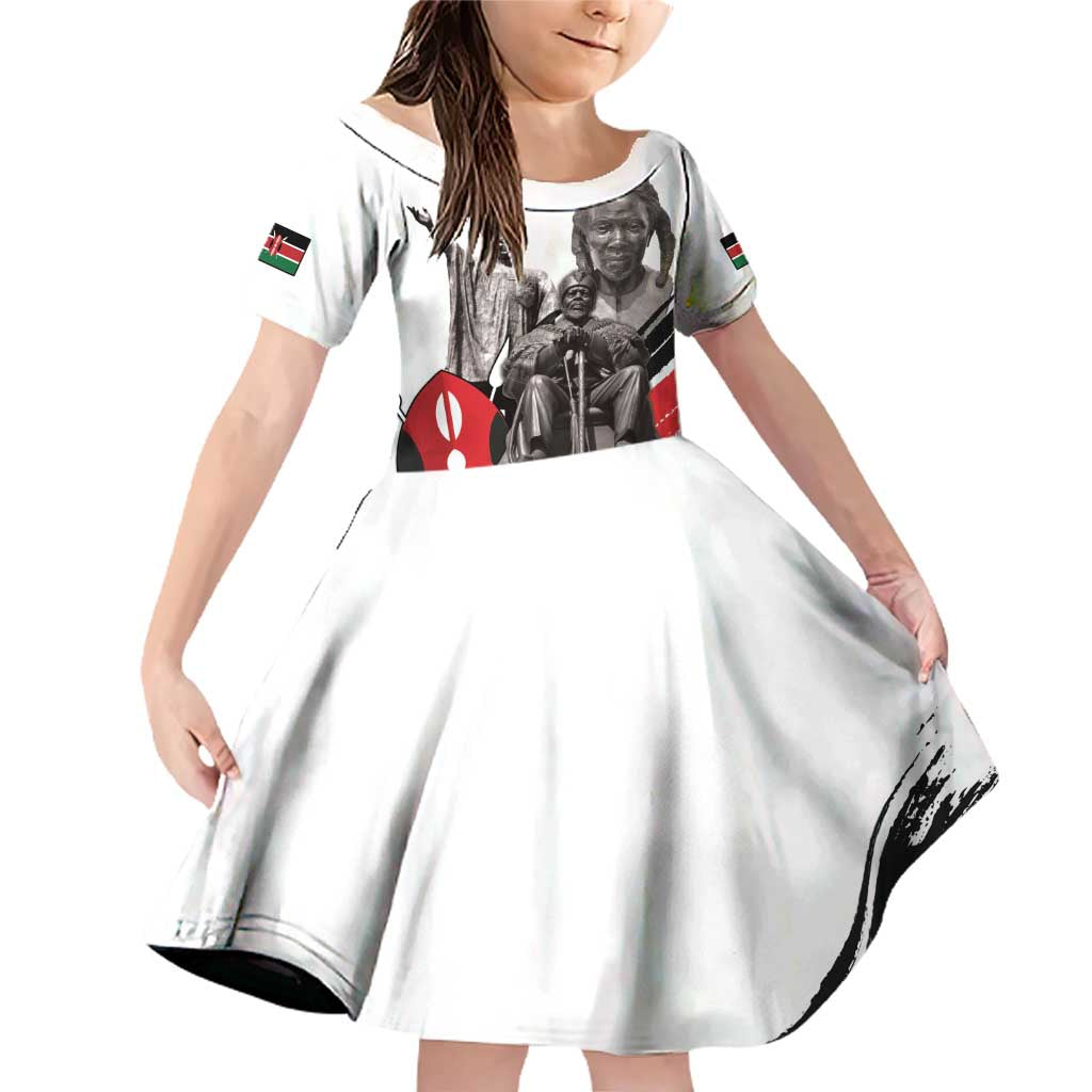 Kenya Mashujaa Day Family Matching Off Shoulder Short Dress and Hawaiian Shirt Kenyan Heroes - Wonder Print Shop