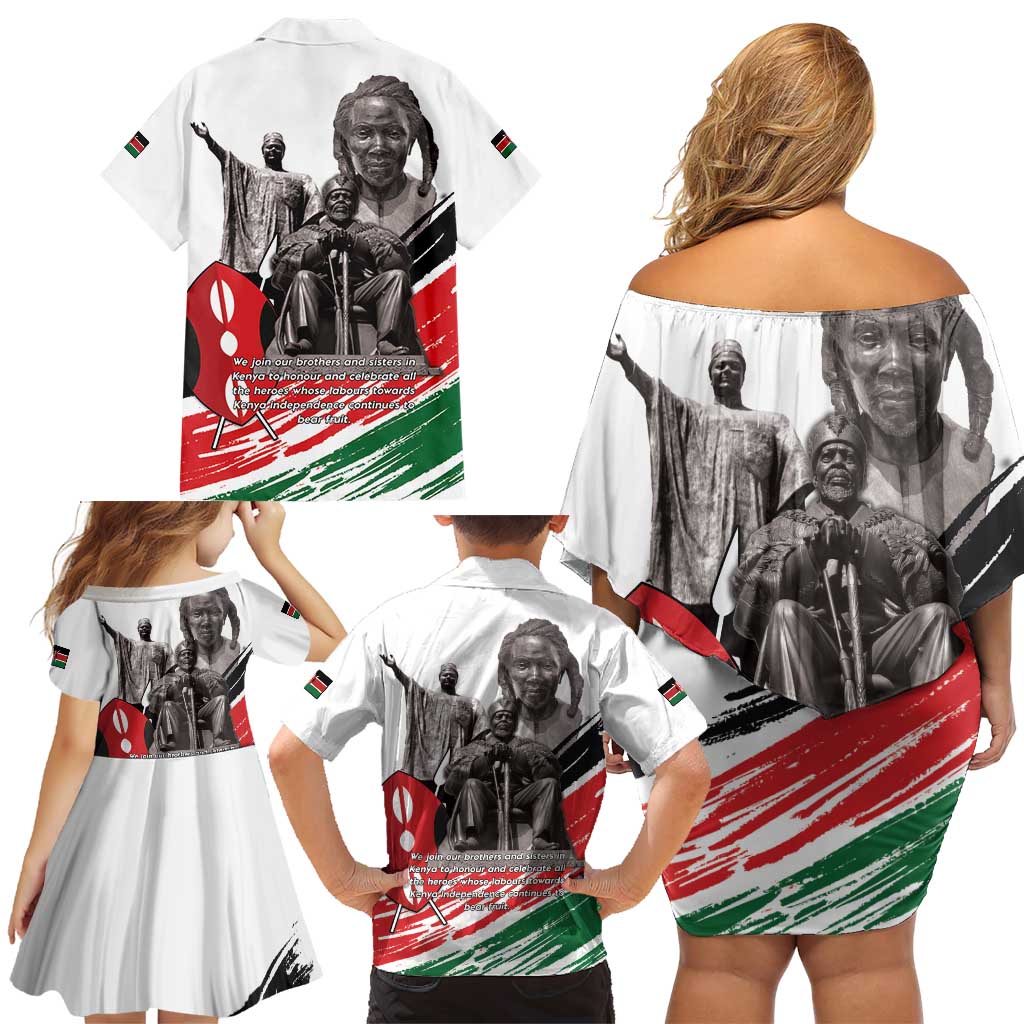 Kenya Mashujaa Day Family Matching Off Shoulder Short Dress and Hawaiian Shirt Kenyan Heroes - Wonder Print Shop