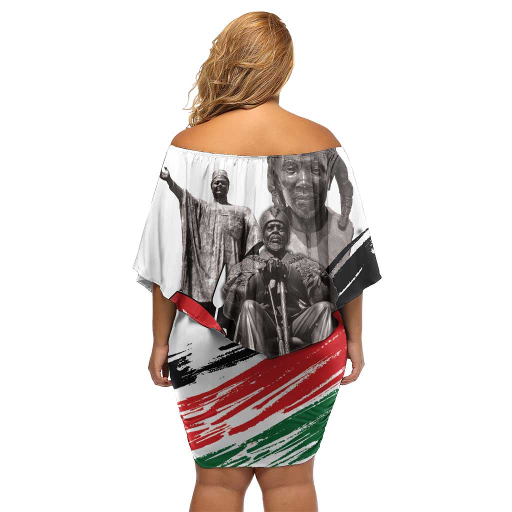 Kenya Mashujaa Day Family Matching Off Shoulder Short Dress and Hawaiian Shirt Kenyan Heroes - Wonder Print Shop