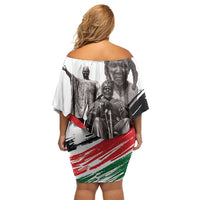Kenya Mashujaa Day Family Matching Off Shoulder Short Dress and Hawaiian Shirt Kenyan Heroes - Wonder Print Shop