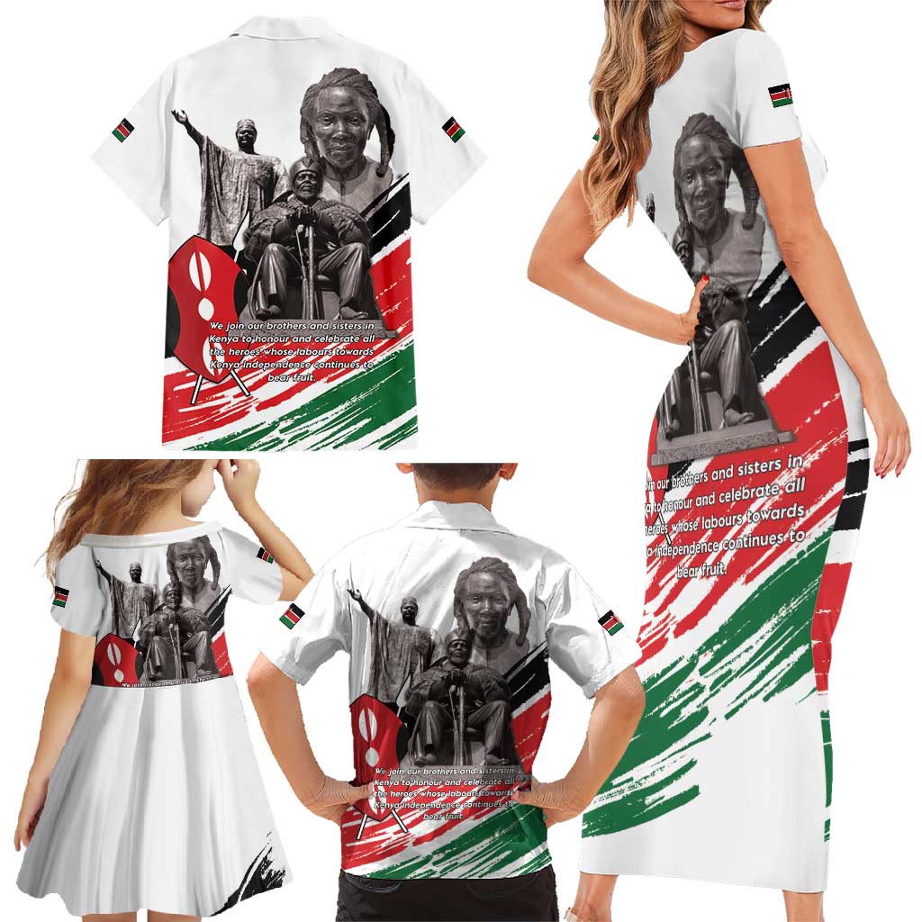 Kenya Mashujaa Day Family Matching Short Sleeve Bodycon Dress and Hawaiian Shirt Kenyan Heroes - Wonder Print Shop
