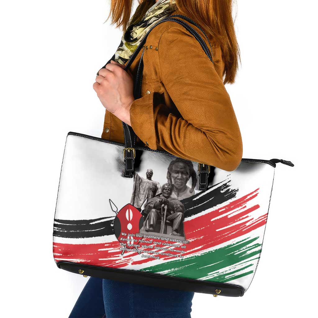 Kenya Mashujaa Day Leather Tote Bag Kenyan Heroes - Wonder Print Shop
