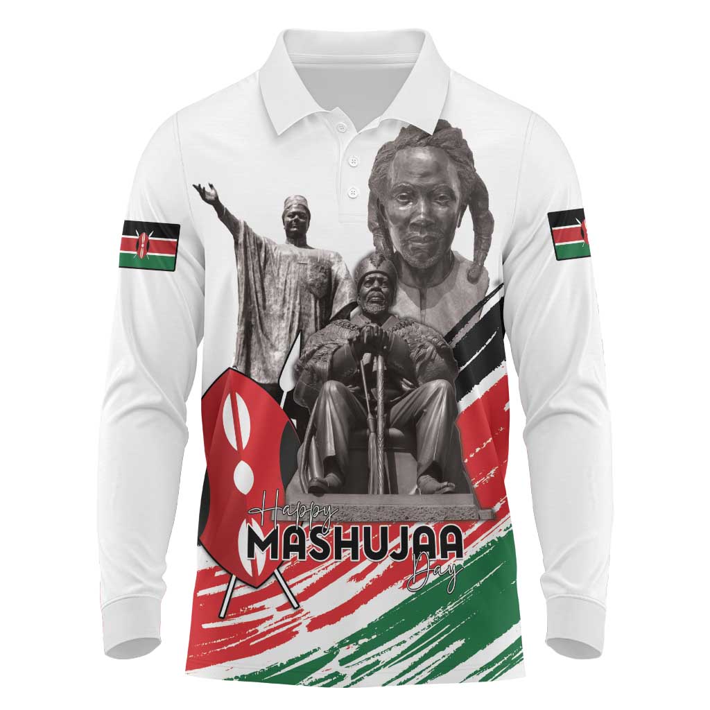 Kenya Mashujaa Day Long Sleeve Polo Shirt Kenyan Heroes - Wonder Print Shop