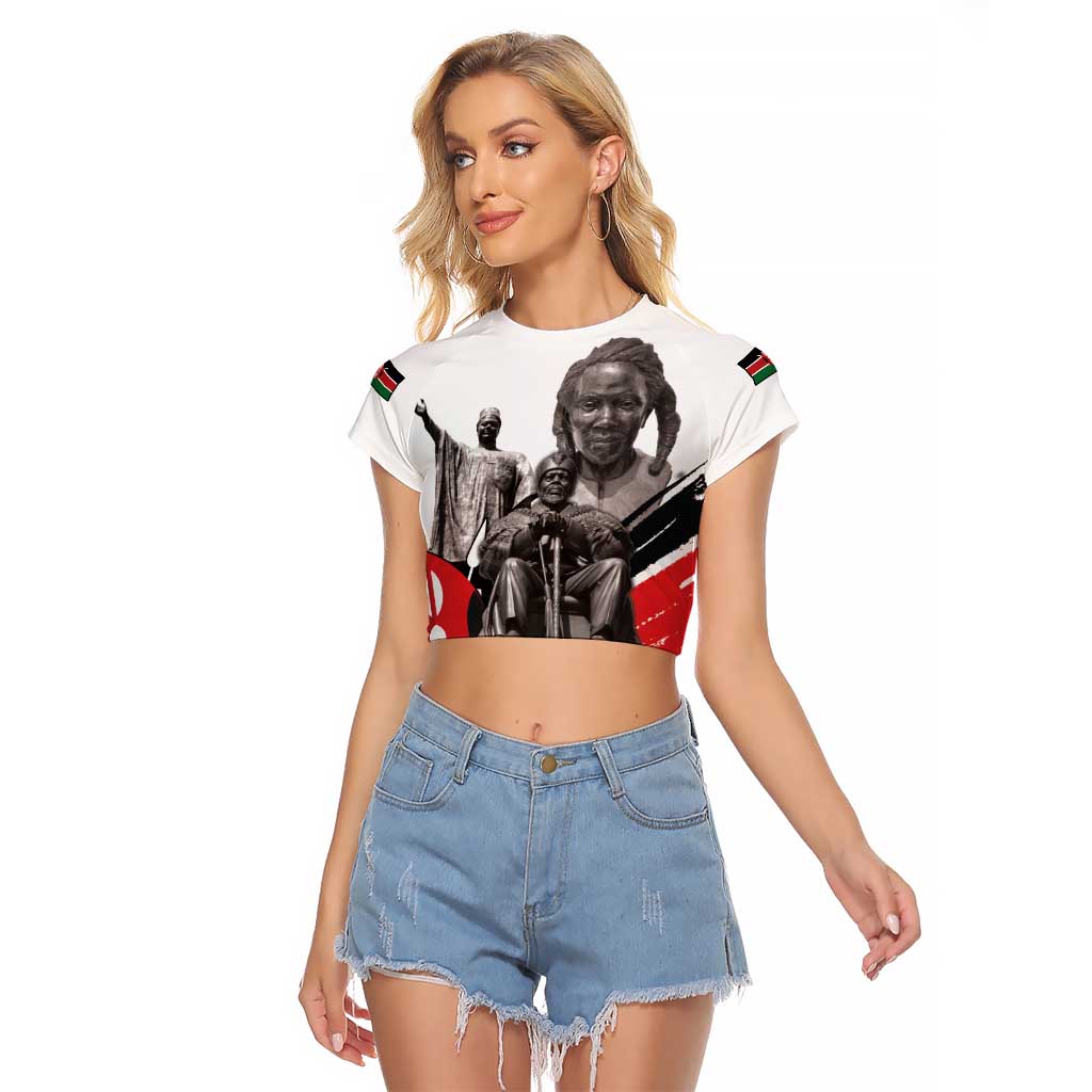 Kenya Mashujaa Day Raglan Cropped T Shirt Kenyan Heroes - Wonder Print Shop