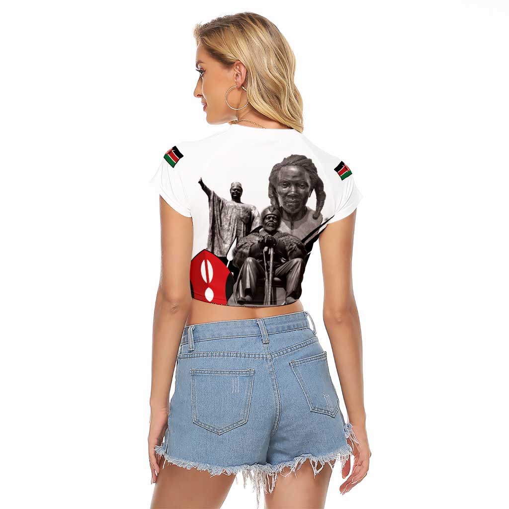 Kenya Mashujaa Day Raglan Cropped T Shirt Kenyan Heroes - Wonder Print Shop