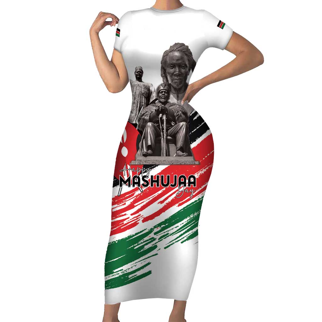 Kenya Mashujaa Day Short Sleeve Bodycon Dress Kenyan Heroes - Wonder Print Shop