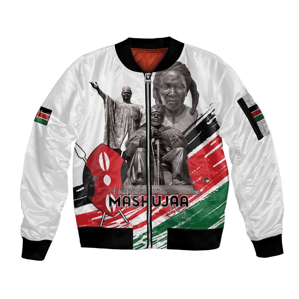 Kenya Mashujaa Day Sleeve Zip Bomber Jacket Kenyan Heroes - Wonder Print Shop