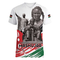 Kenya Mashujaa Day Women V-Neck T-Shirt Kenyan Heroes - Wonder Print Shop