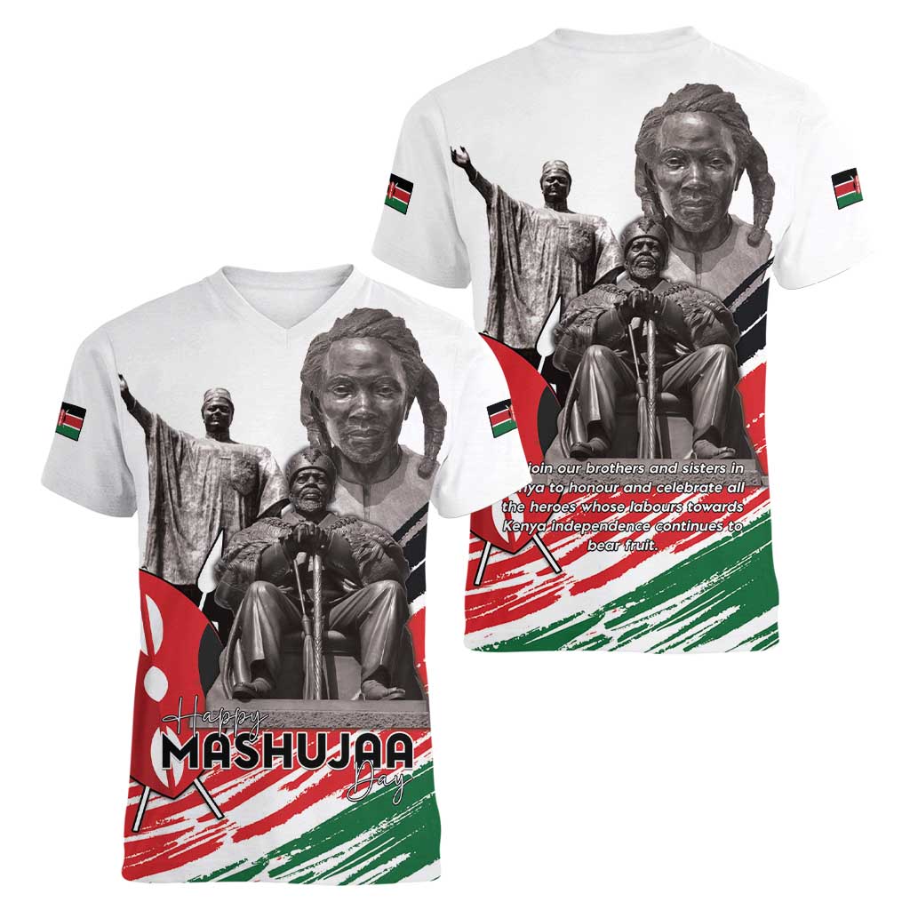 Kenya Mashujaa Day Women V-Neck T-Shirt Kenyan Heroes - Wonder Print Shop