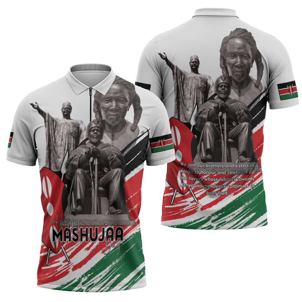Kenya Mashujaa Day Zipper Polo Shirt Kenyan Heroes - Wonder Print Shop
