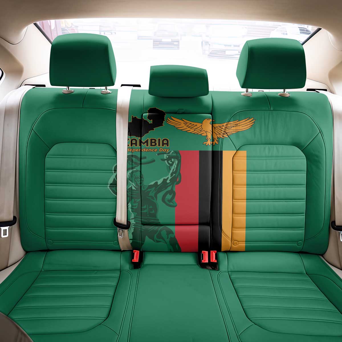 Zambia Independence Day Back Car Seat Cover Lusaka Freedom Statue - Wonder Print Shop