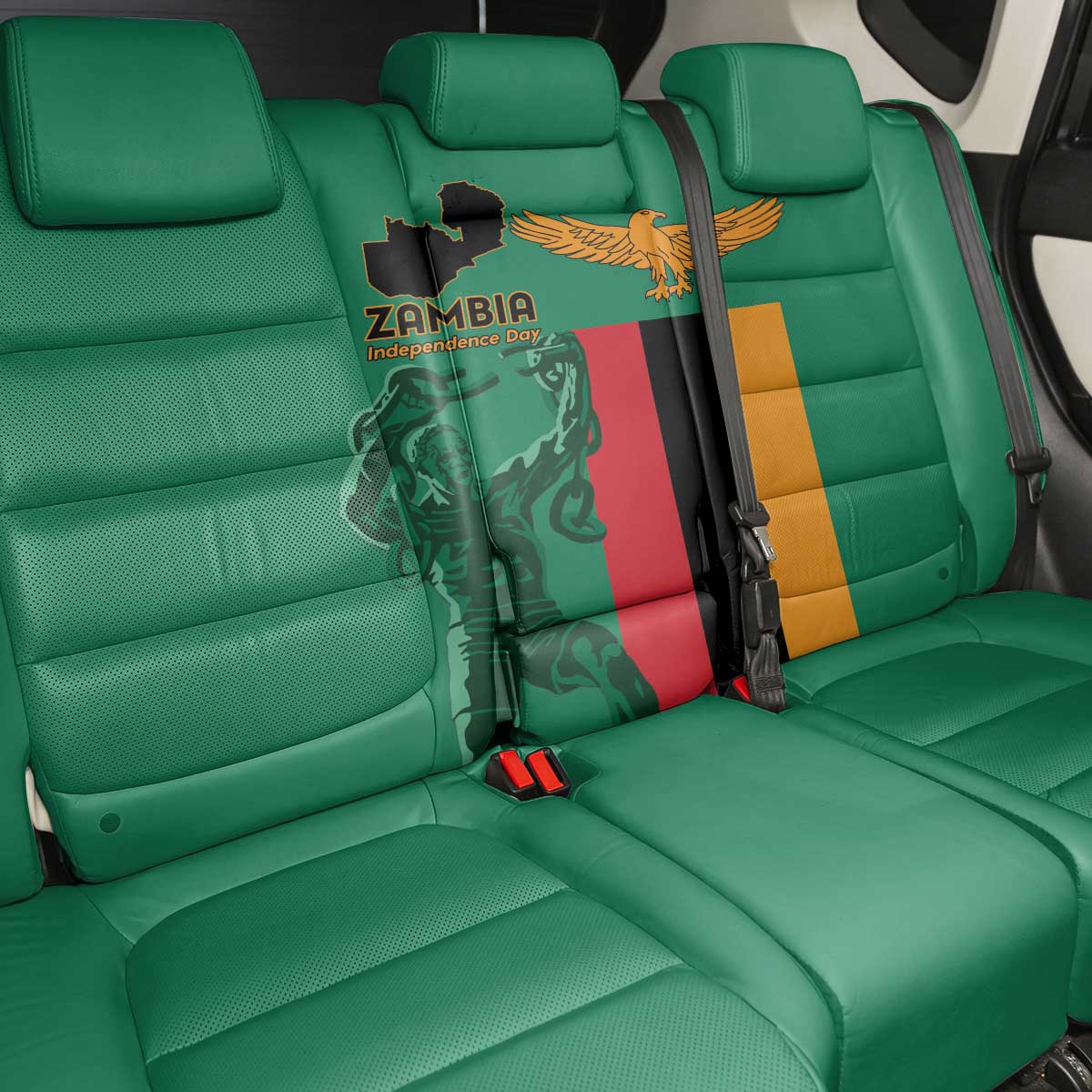Zambia Independence Day Back Car Seat Cover Lusaka Freedom Statue - Wonder Print Shop