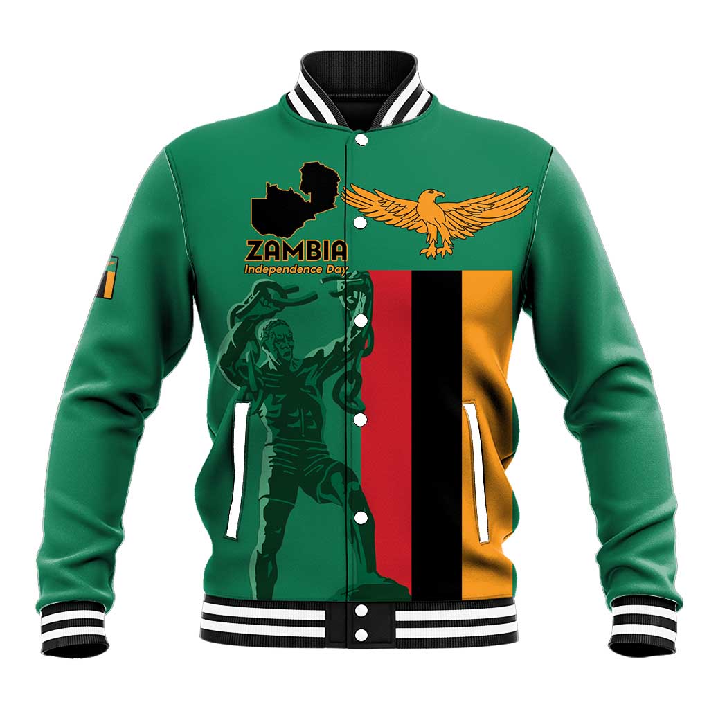 Personalized Zambia Independence Day Baseball Jacket Lusaka Freedom Statue - Wonder Print Shop