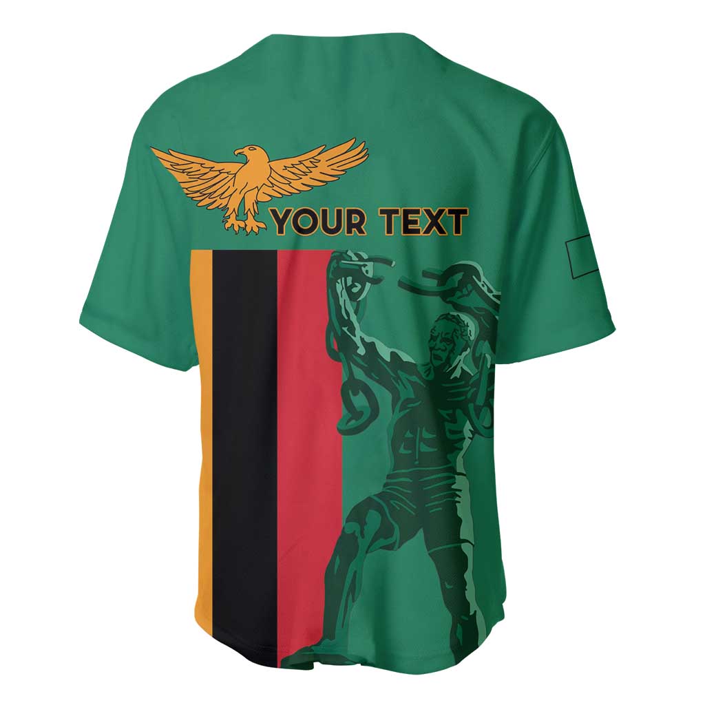 Personalized Zambia Independence Day Baseball Jersey Lusaka Freedom Statue - Wonder Print Shop