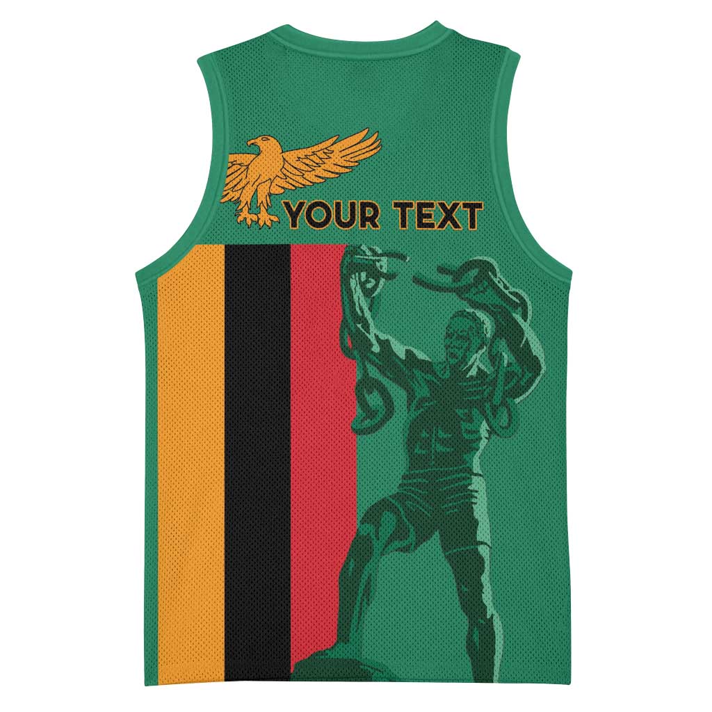 Personalized Zambia Independence Day Basketball Jersey Lusaka Freedom Statue - Wonder Print Shop