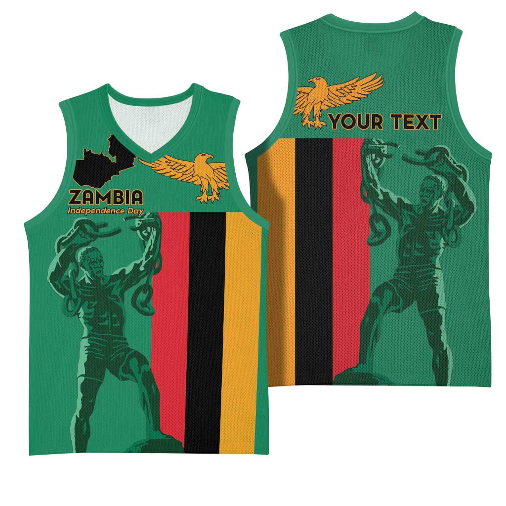 Personalized Zambia Independence Day Basketball Jersey Lusaka Freedom Statue - Wonder Print Shop
