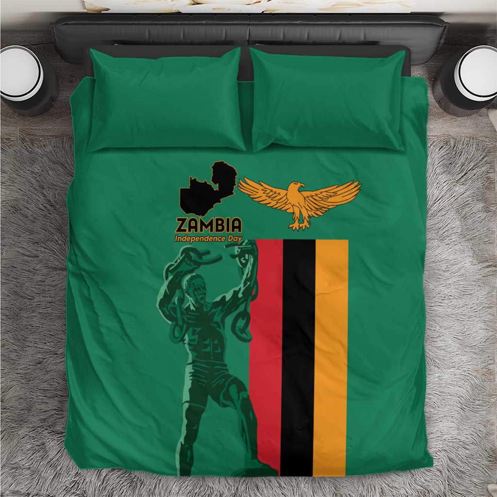 Zambia Independence Day Bedding Set Lusaka Freedom Statue - Wonder Print Shop