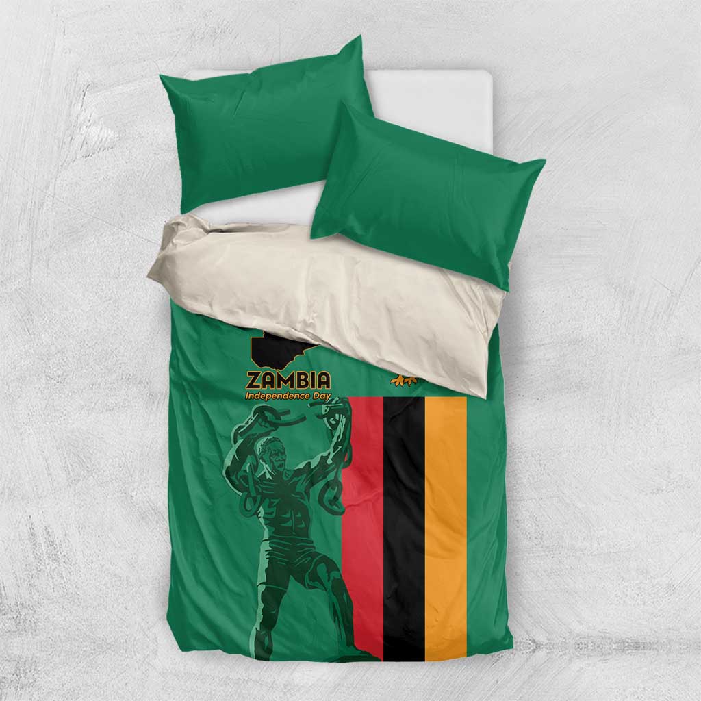 Zambia Independence Day Bedding Set Lusaka Freedom Statue - Wonder Print Shop