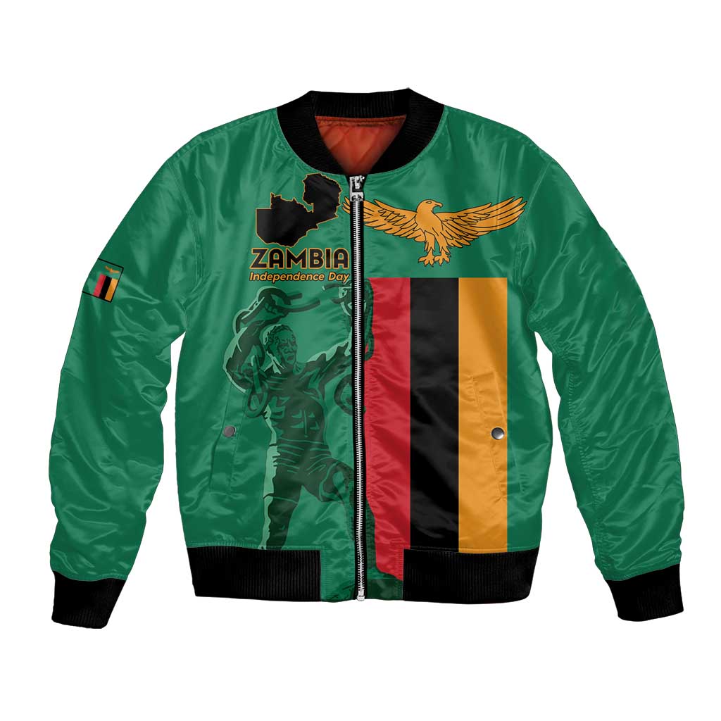 Personalized Zambia Independence Day Bomber Jacket Lusaka Freedom Statue - Wonder Print Shop