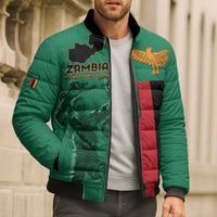 Personalized Zambia Independence Day Bomber Puffer Jacket Lusaka Freedom Statue - Wonder Print Shop