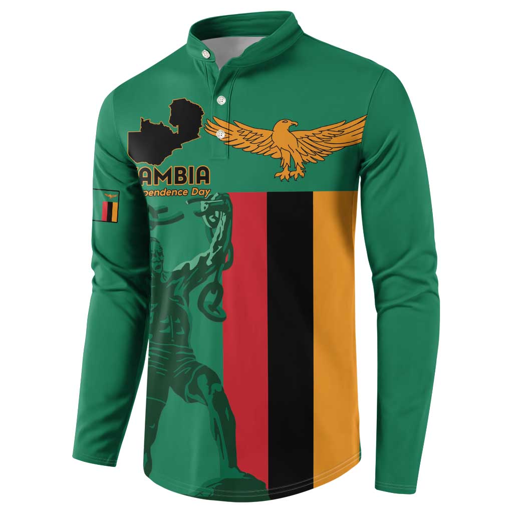 Personalized Zambia Independence Day Button Sweatshirt Lusaka Freedom Statue - Wonder Print Shop