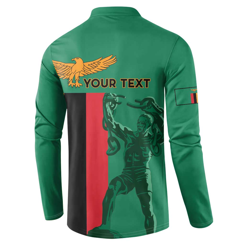 Personalized Zambia Independence Day Button Sweatshirt Lusaka Freedom Statue - Wonder Print Shop