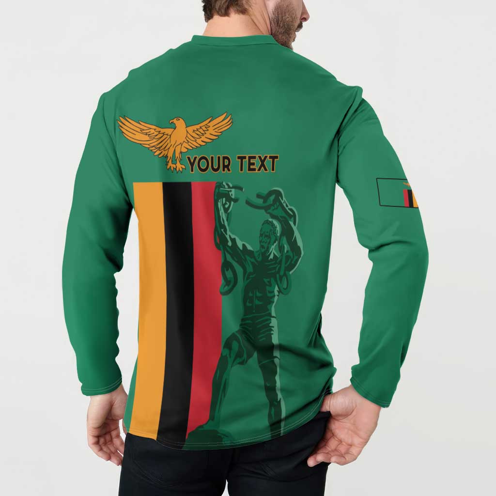 Personalized Zambia Independence Day Button Sweatshirt Lusaka Freedom Statue - Wonder Print Shop