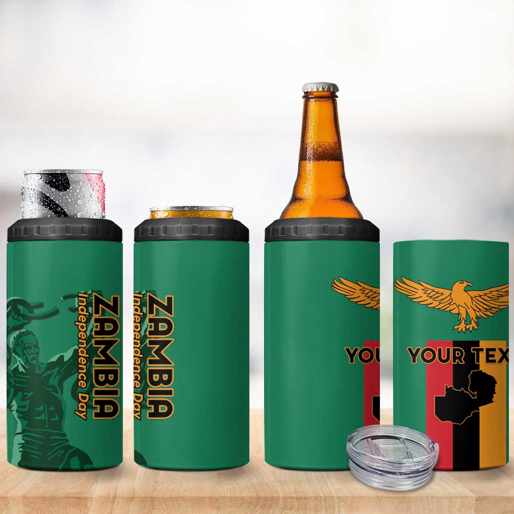 Personalized Zambia Independence Day 4 in 1 Can Cooler Tumbler Lusaka Freedom Statue - Wonder Print Shop
